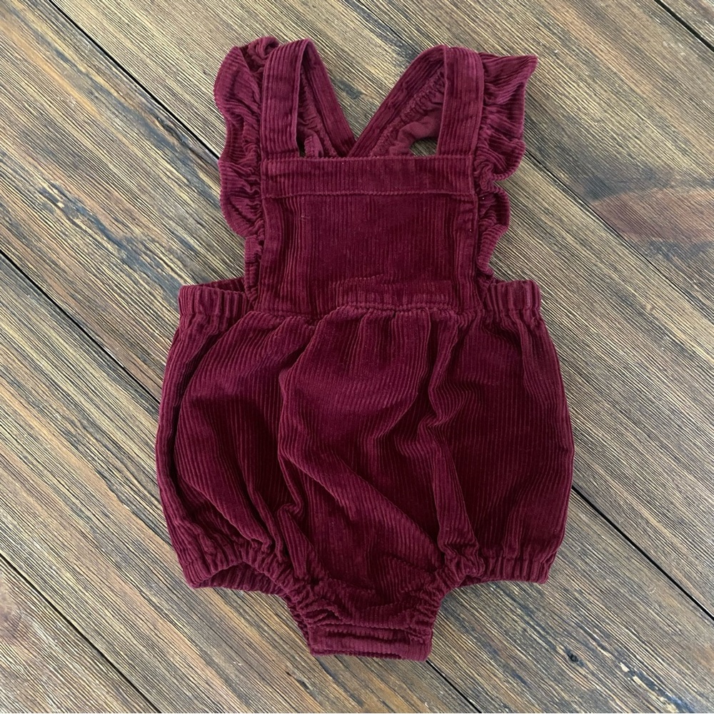 Old Navy 100% cotton ruffle trim thick corduroy bubble romper
